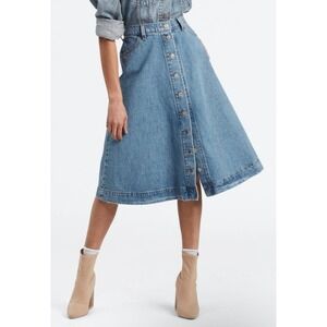Levi's Premium Denim‎ Button Circle Midi Skirt Womens Size 27 Button Front Midi